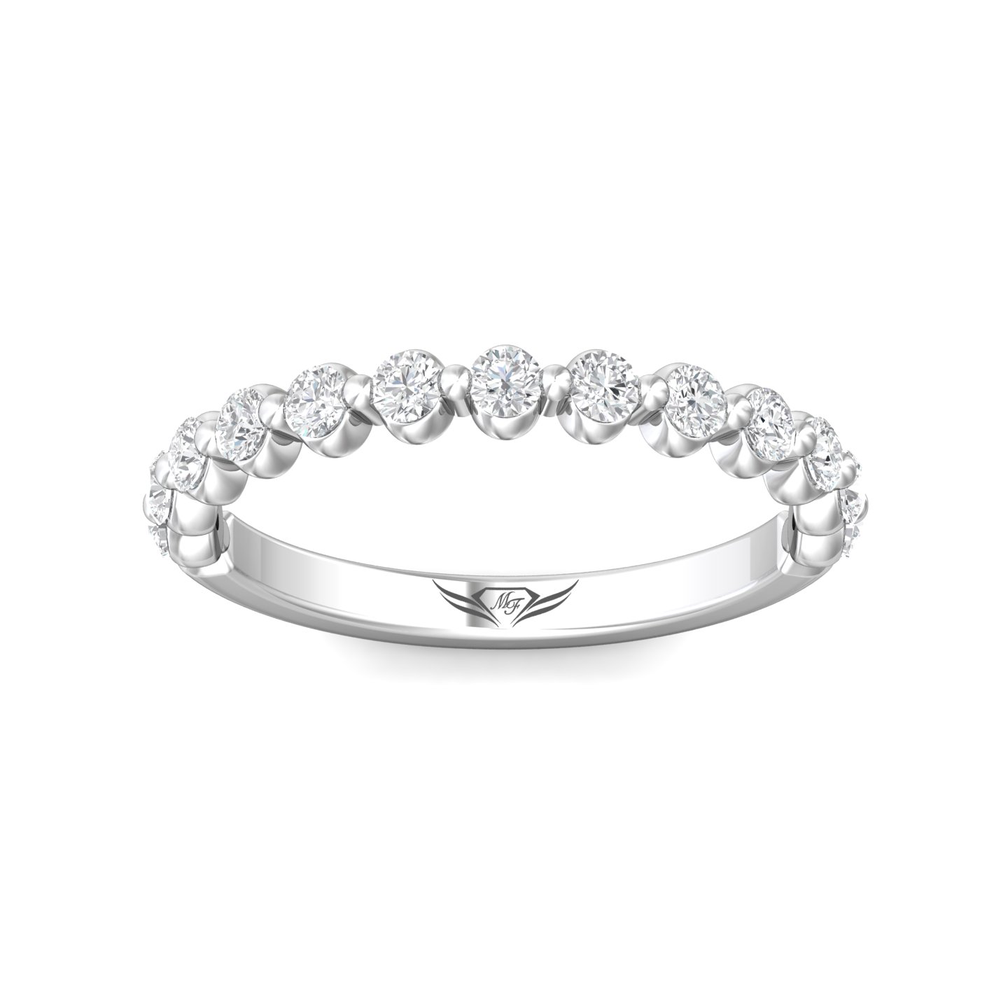 14K White Gold Diamond Wedding Band
