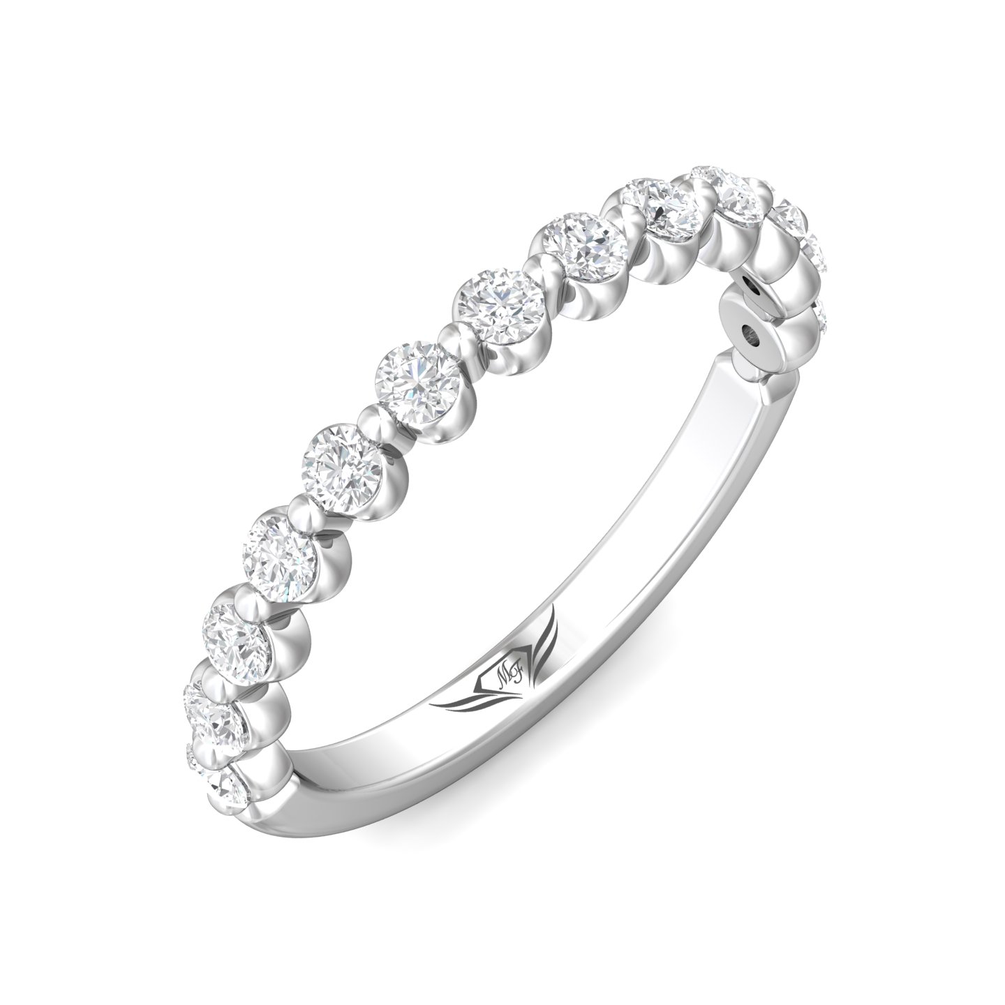 14K White Gold Diamond Wedding Band
