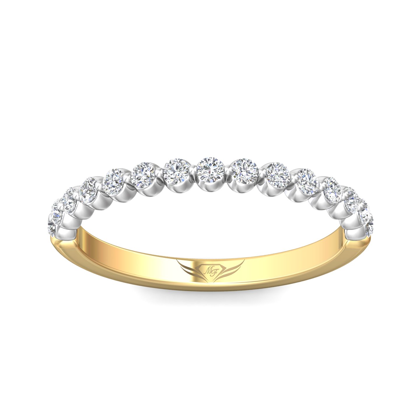14K Yellow and White Gold Diamond Wedding Band