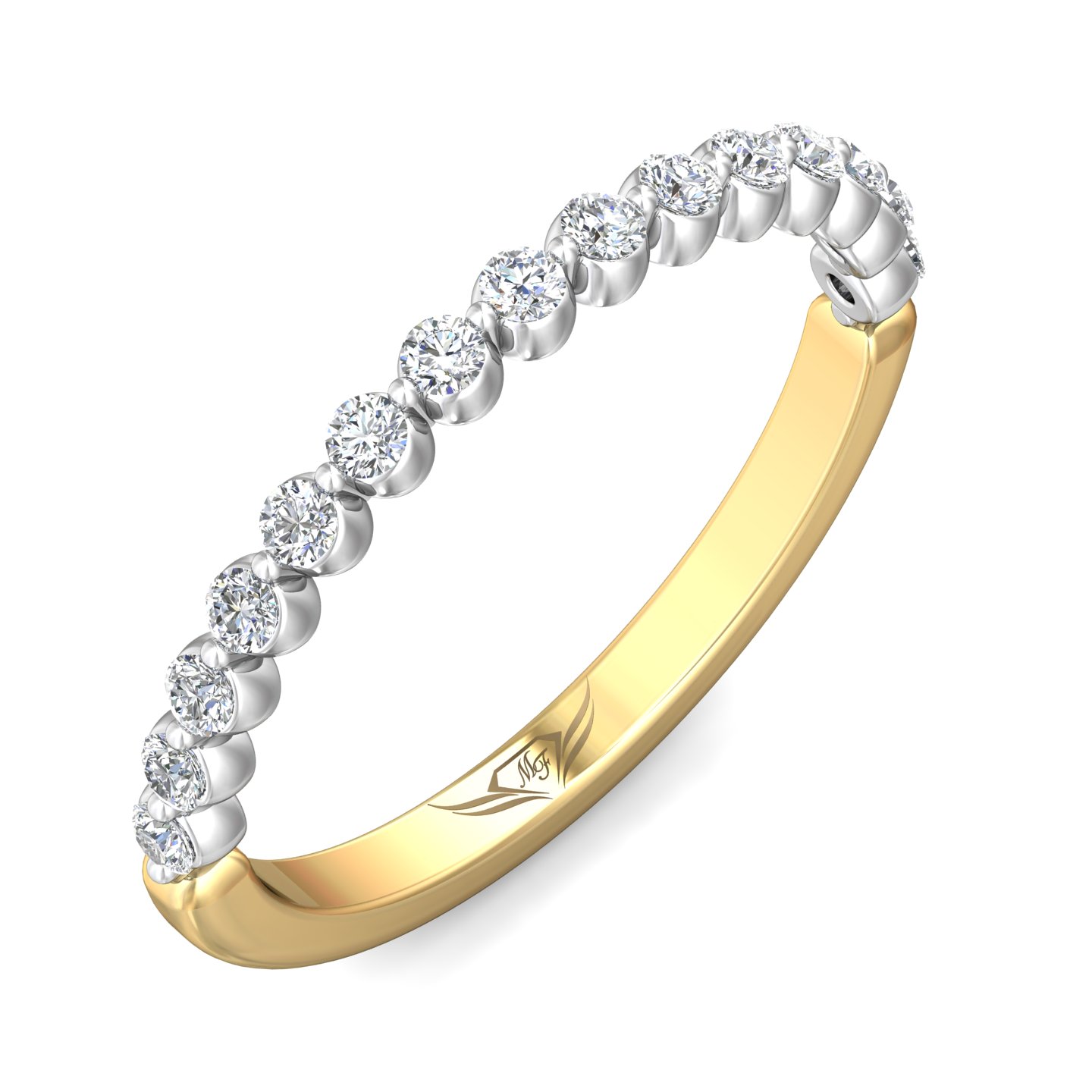 14K Yellow and White Gold Diamond Wedding Band