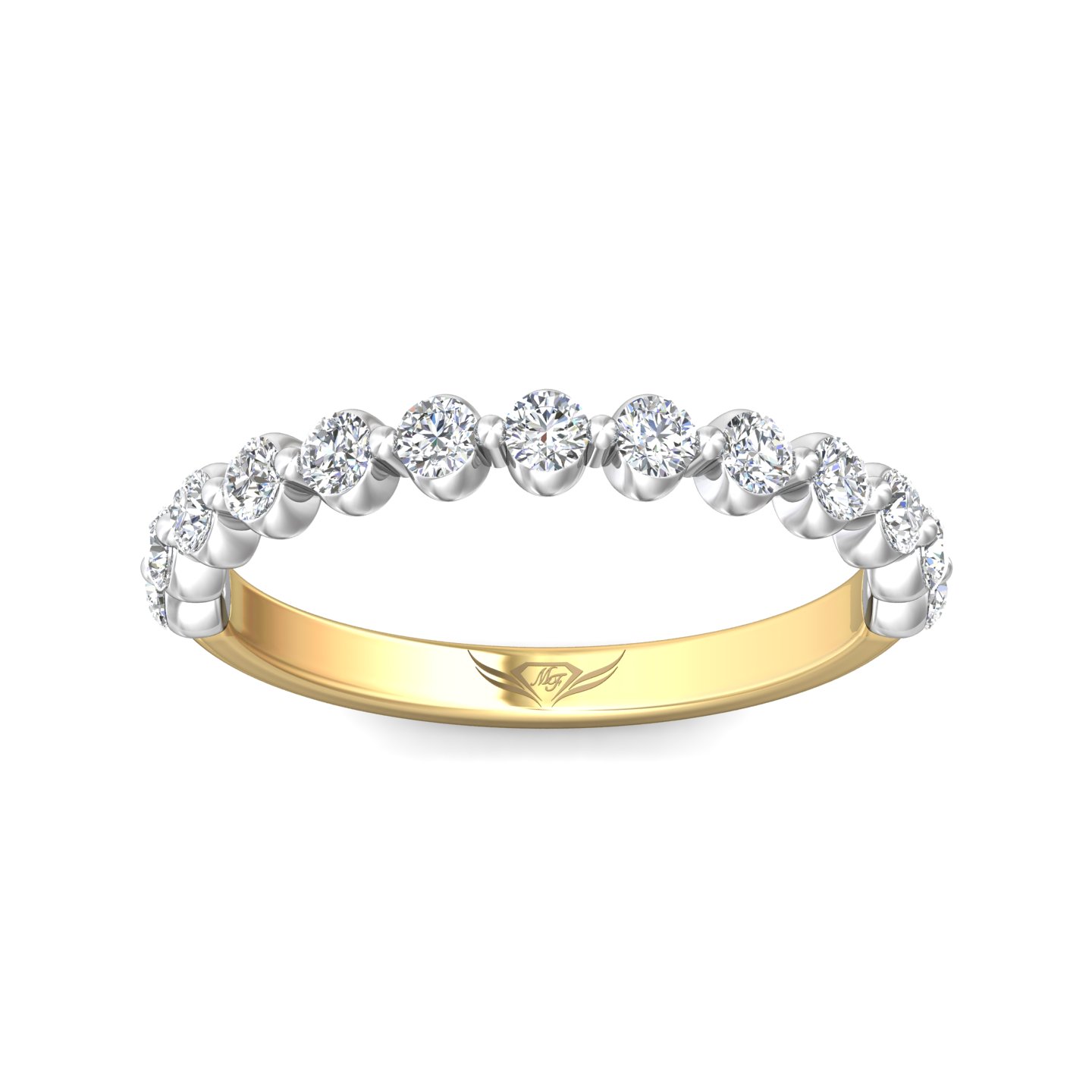 14K Yellow and White Gold Diamond Wedding Band